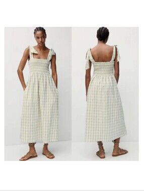 Mango summer dress in sage gingham - Sz: Small would also fit medium!!